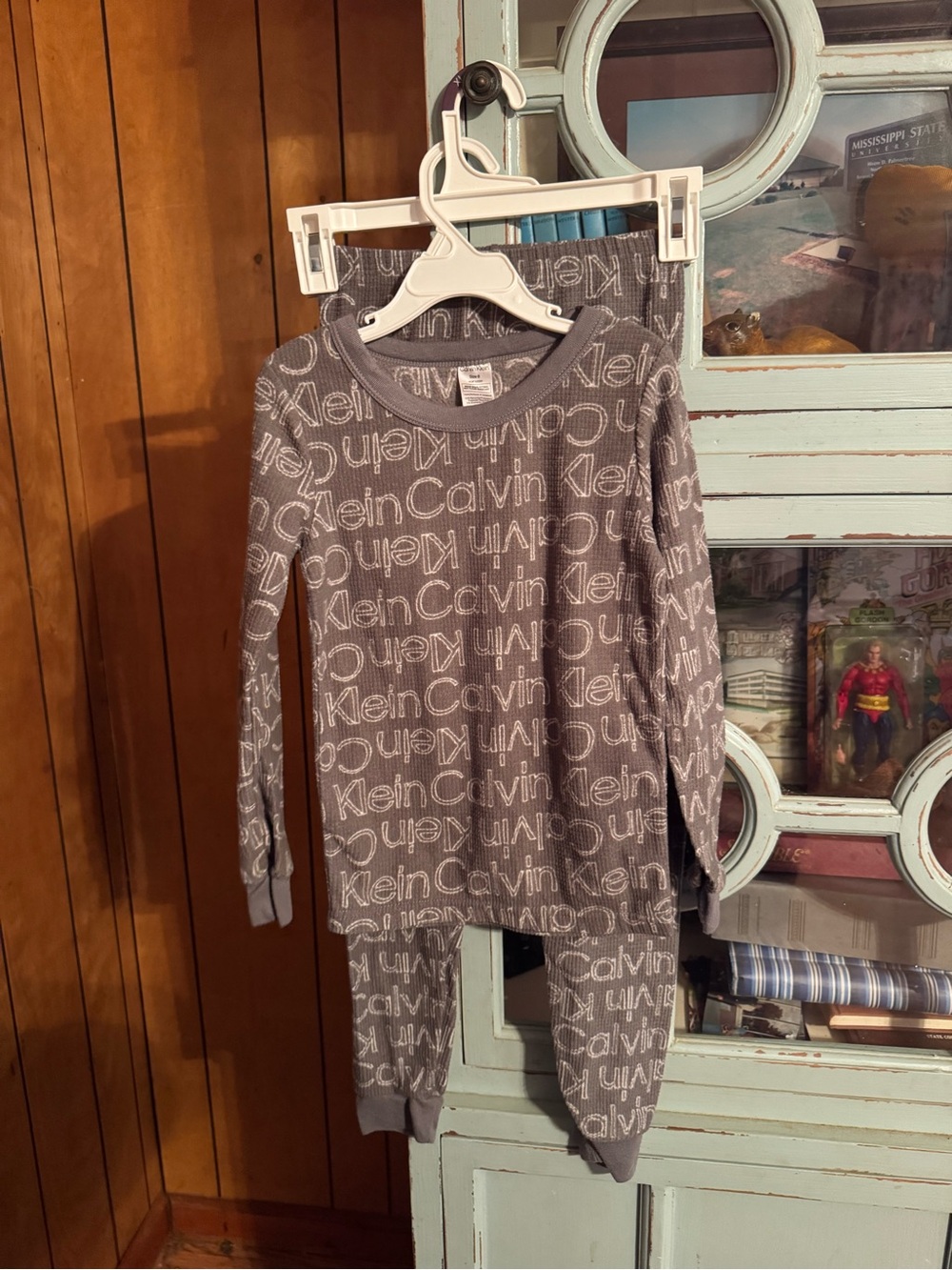 Calvin Klein Kids Gray Logo Long Sleeve Pajama Set Size 8 C2